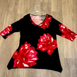 Floral Black and Red Women's Top